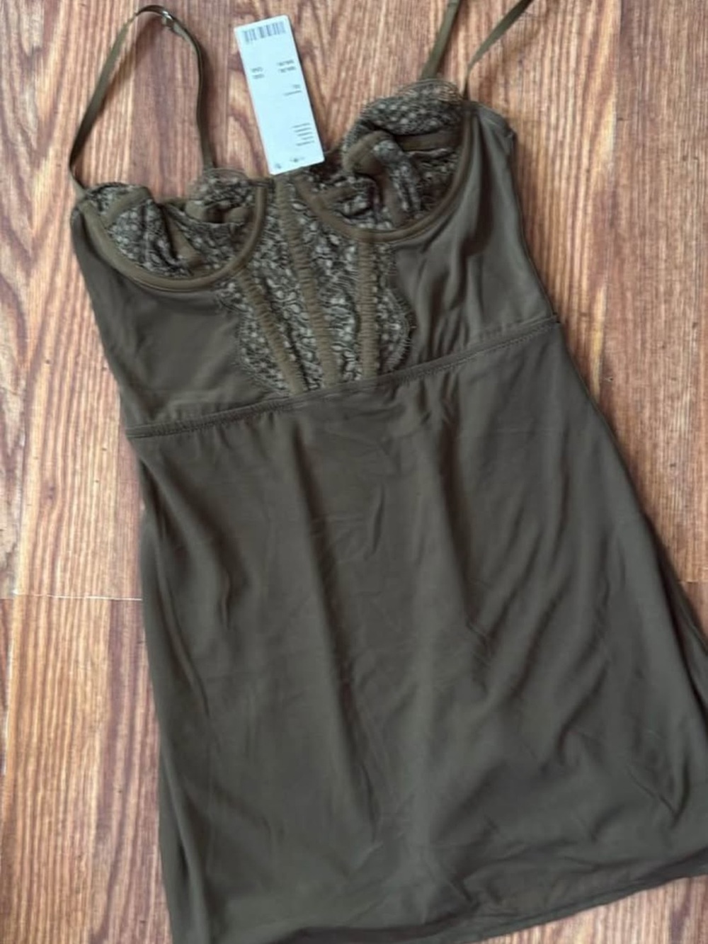 Urban Outfitters Olive Lace-Panel Mini Dress